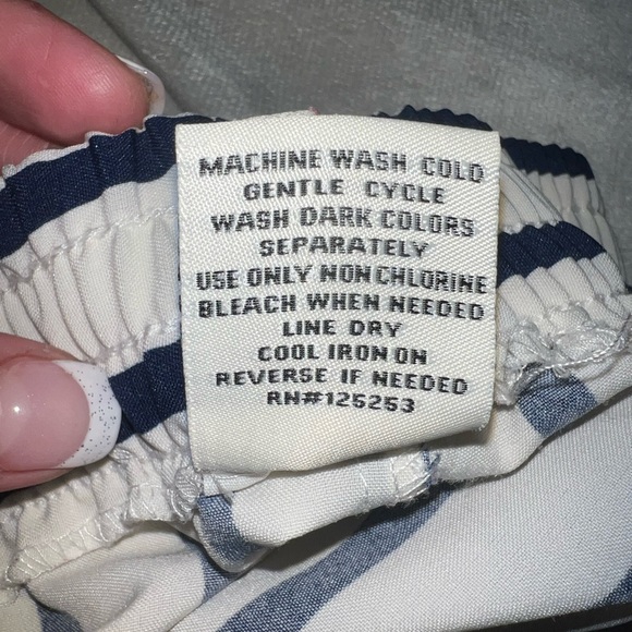 SPACEGIRLZ Navy Blue and White Stripped Pants…Size Large…96%Polyester 4%Spandex - Picture 5 of 6